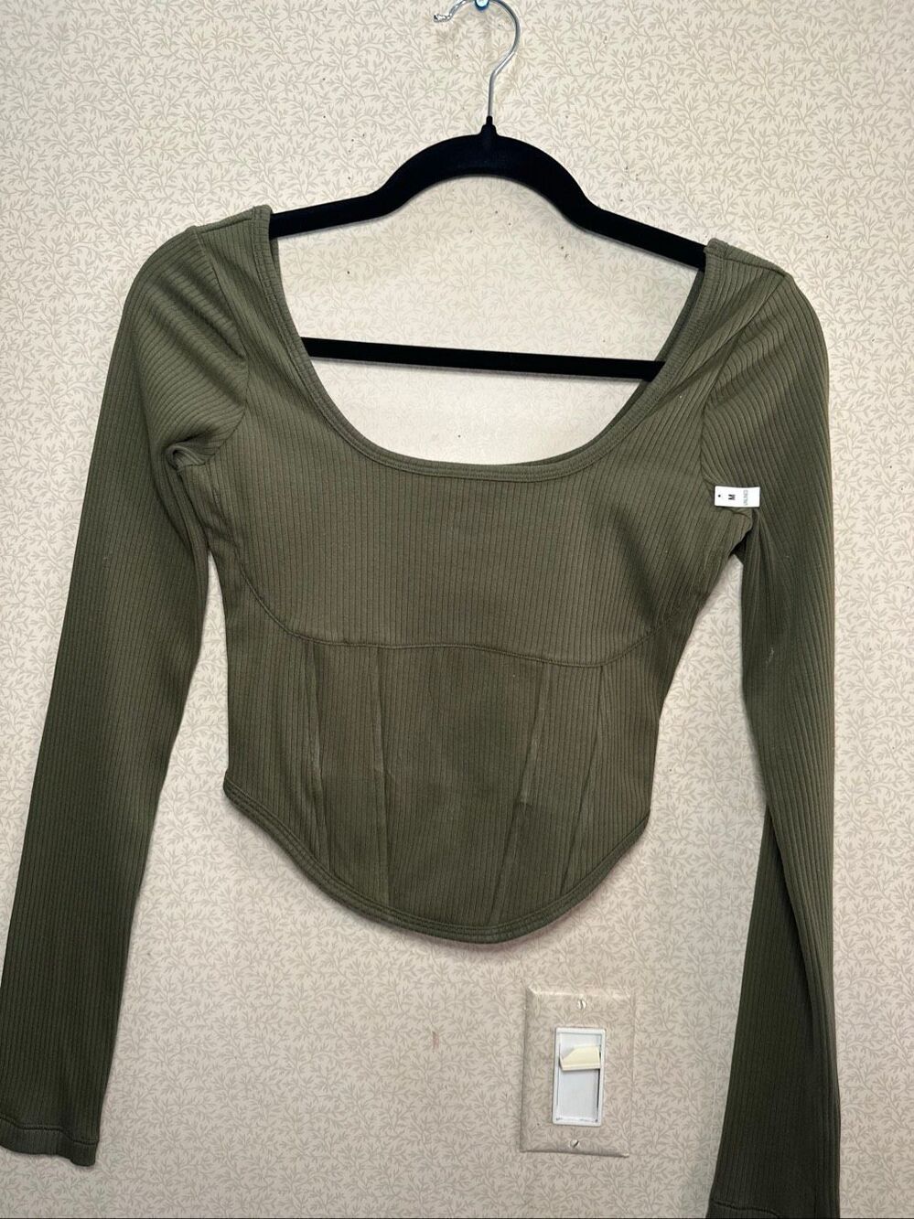 NWT Pink Victoria’s Secret corset crop top in olive green